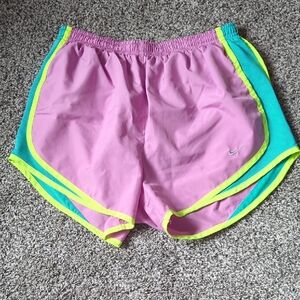 Nike Women's Vibrant Pink and Blue Athletic Shorts